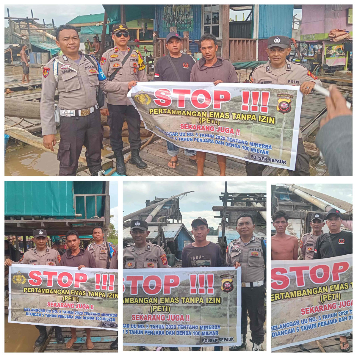 Kapolsek Sepauk dan Tim Tertibkan Aktivitas PETI di Desa Kenyauk, Sintang