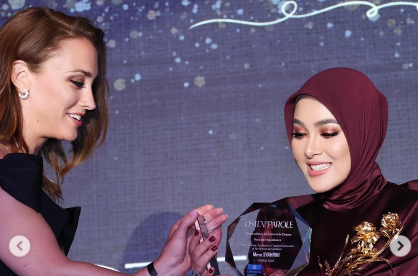 Momen Syahrini menerima penghargaan di acara Cannes 2025. (instagram/princessyahrini)