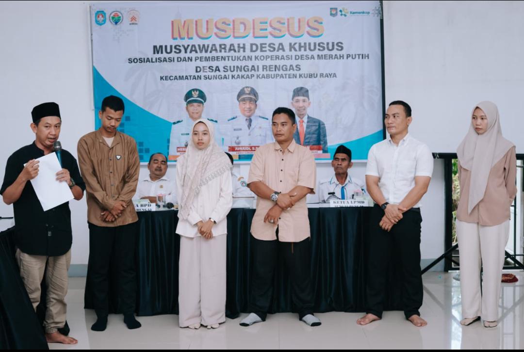 Musyawarah Desa Khusus Sungai Rengas tetapkan Syafarahman sebagai Ketua Koperasi Desa Merah Putih periode 2025–2028 di Kubu Raya.