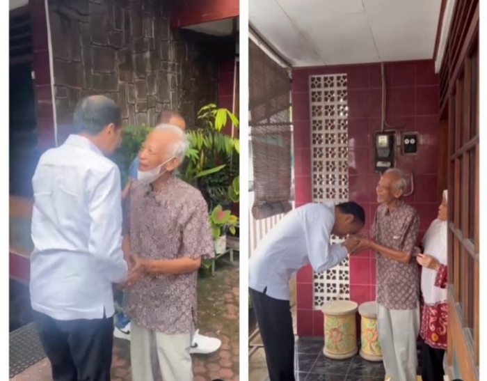 Momen Haru Presiden Jokowi Kunjungi Dosen Pembimbing di UGM, Ir. Kasmudjo, Foto : Screenshot Instagram @jokowi