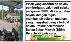 KLARIFIKASI RESMI ATAS PEMBERITAAN DUGAAN PENIMBUNAN SOLAR DI SAYAN